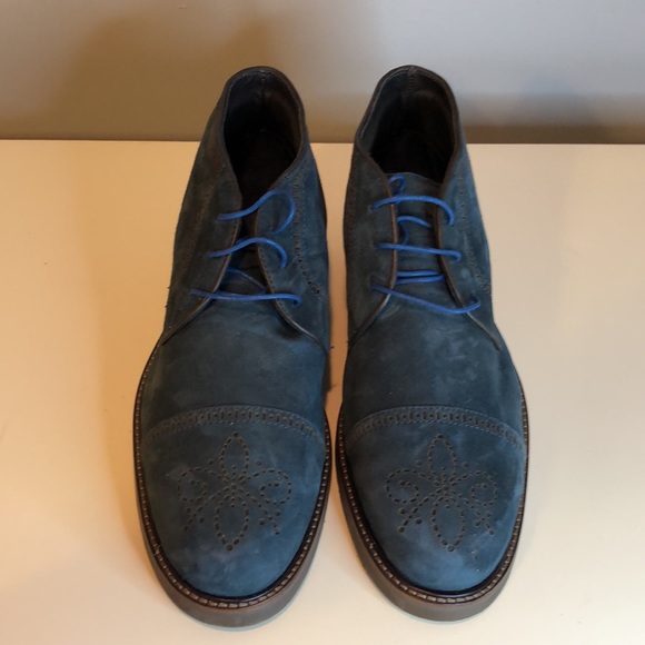 Marc Joseph New York Gold Leather Upper and Lining Blue Suede - Picture 7 of 16